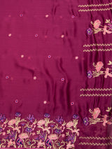 MIMOSA Wine Banarasi chiffon Saree — pallu and zari work detail