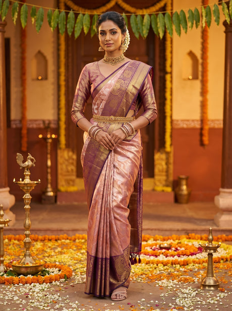 MIMOSA Gajari Kanjivaram Art Silk Saree — Draped Mannequin View