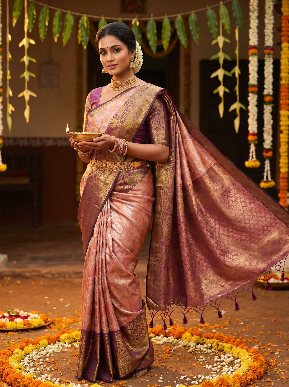 MIMOSA Gajari Kanjivaram Art Silk Saree — pose 4 styling detail