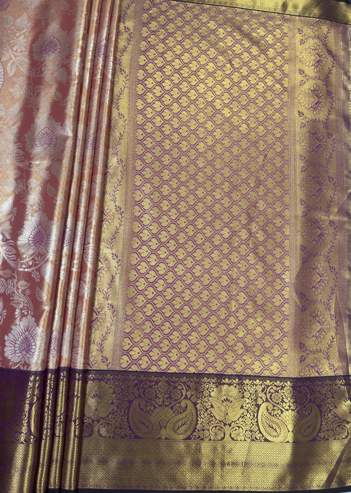 MIMOSA Gajari Kanjivaram Art Silk Saree — pallu and zari work detail