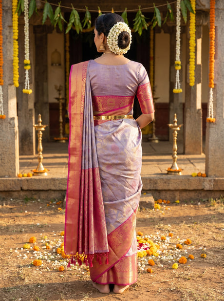 MIMOSA Lavender Kanjivaram Art Silk Saree — Blouse Fabric Detail