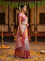 MIMOSA Lavender Kanjivaram Art Silk Saree — Festive Lifestyle Pose