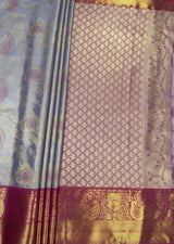 MIMOSA Lavender Kanjivaram Art Silk Saree — pallu and zari work detail