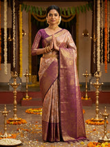 MIMOSA Maroon Kanjivaram Art Silk Saree — Draped Mannequin View