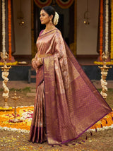 MIMOSA Maroon Kanjivaram Art Silk Saree — Festive Lifestyle Pose