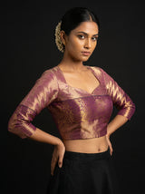 MIMOSA Maroon Kanjivaram Art Silk Saree — blouse close-up