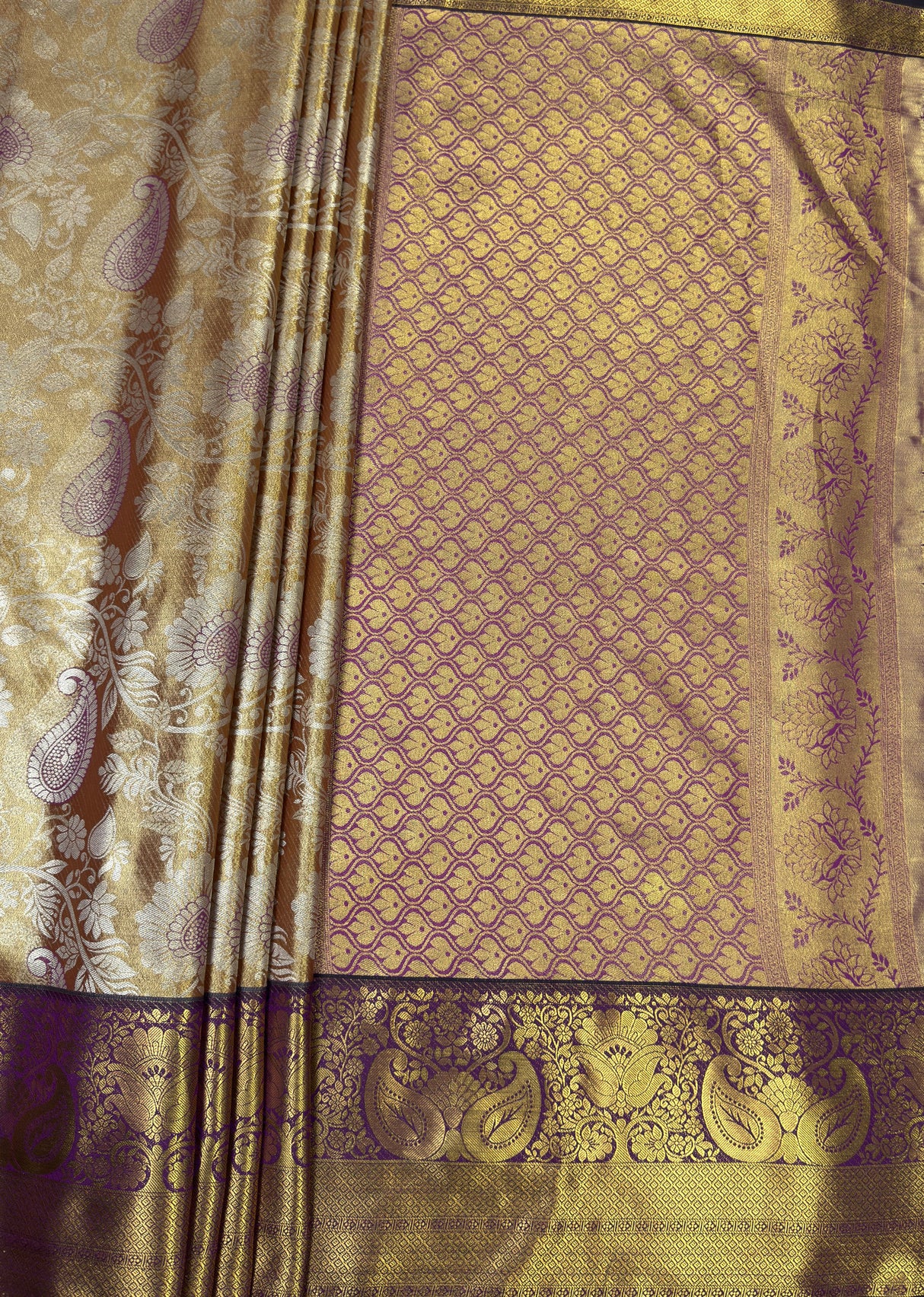 MIMOSA Maroon Kanjivaram Art Silk Saree — pallu and zari work detail
