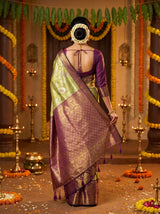 MIMOSA Olive Kanjivaram Art Silk Saree — Blouse Fabric Detail