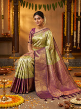 MIMOSA Olive Kanjivaram Art Silk Saree — pose 8 styling detail