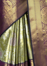 MIMOSA Olive Kanjivaram Art Silk Saree — fleets shot full lifestyle