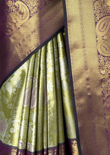 MIMOSA Olive Kanjivaram Art Silk Saree — fleets shot full lifestyle