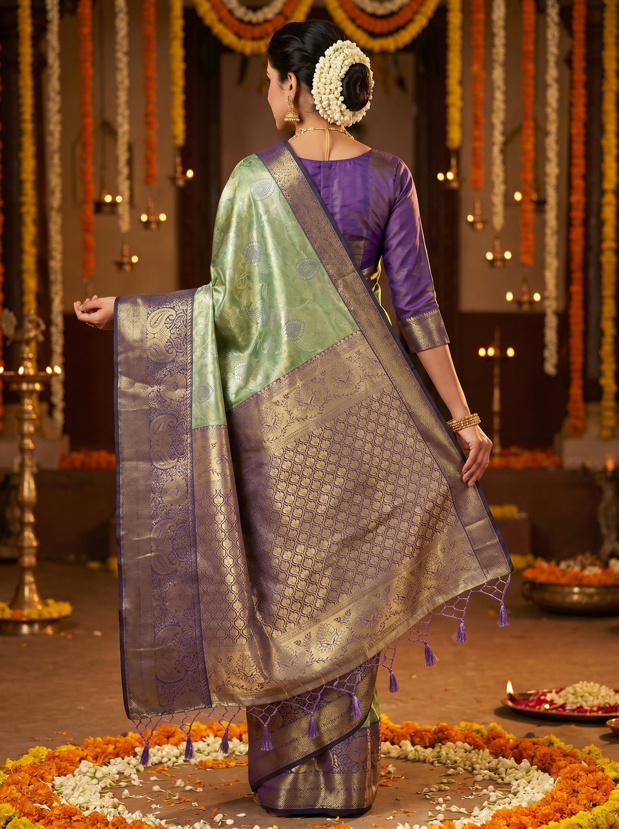 MIMOSA Rama Kanjivaram Art Silk Saree — Blouse Fabric Detail