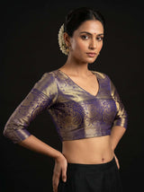 MIMOSA Rama Kanjivaram Art Silk Saree — blouse close-up