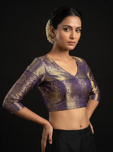 MIMOSA Rama Kanjivaram Art Silk Saree — blouse close-up