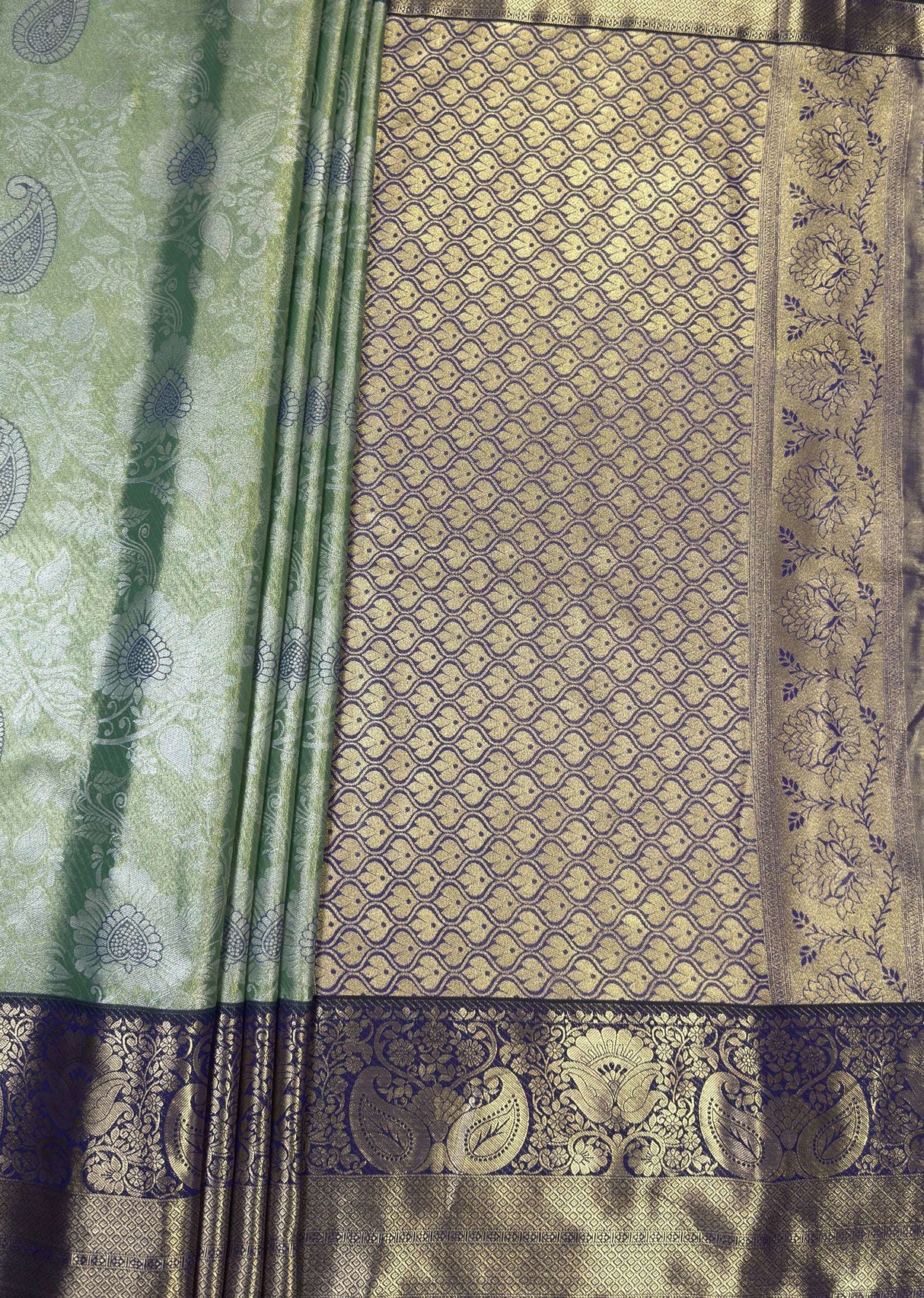 MIMOSA Rama Kanjivaram Art Silk Saree — pallu and zari work detail