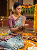 MIMOSA Saffire Kanjivaram Art Silk Saree — Festive Lifestyle Pose