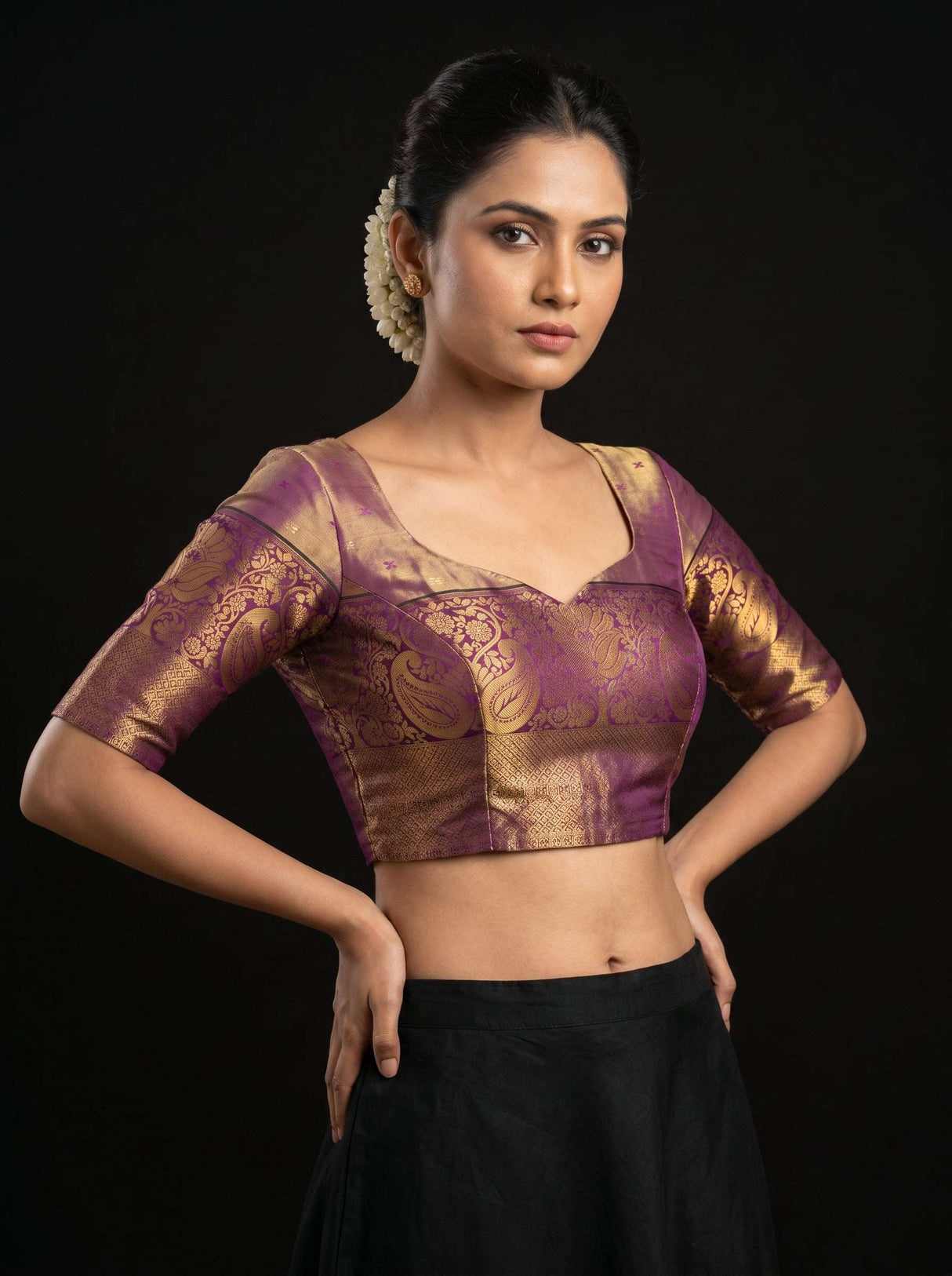 MIMOSA Saffire Kanjivaram Art Silk Saree — blouse close-up