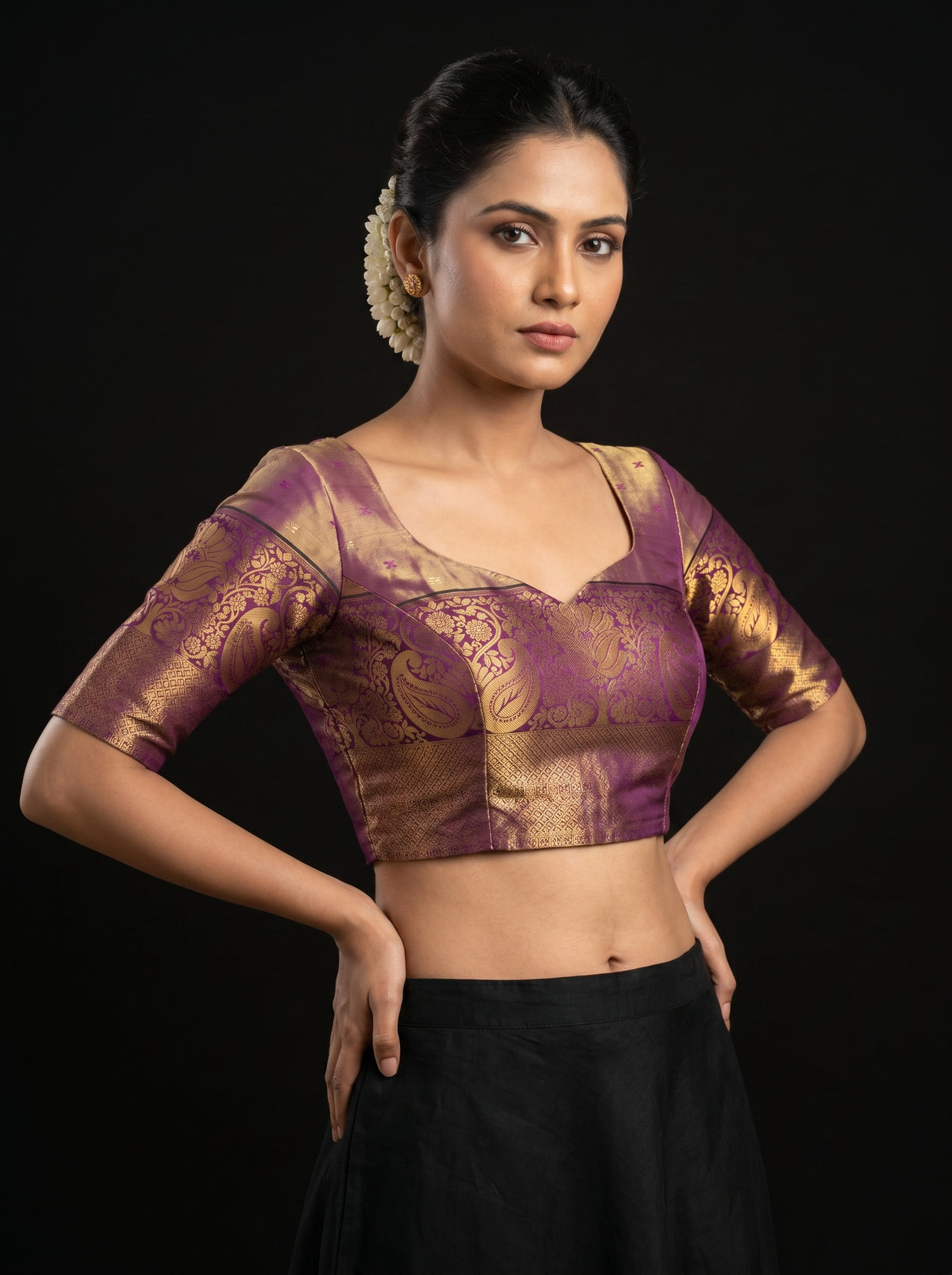 MIMOSA Saffire Kanjivaram Art Silk Saree — blouse close-up