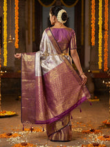 MIMOSA Violet Kanjivaram Art Silk Saree — Blouse Fabric Detail