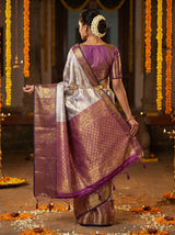 MIMOSA Violet Kanjivaram Art Silk Saree — Blouse Fabric Detail