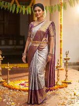 MIMOSA Violet Kanjivaram Art Silk Saree — pose 5 styling detail