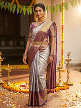 MIMOSA Violet Kanjivaram Art Silk Saree — pose 5 styling detail