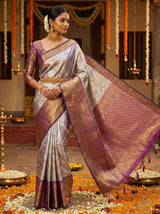 MIMOSA Violet Kanjivaram Art Silk Saree — pose 6 styling detail