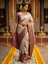MIMOSA Violet Kanjivaram Art Silk Saree — pose 7 styling detail