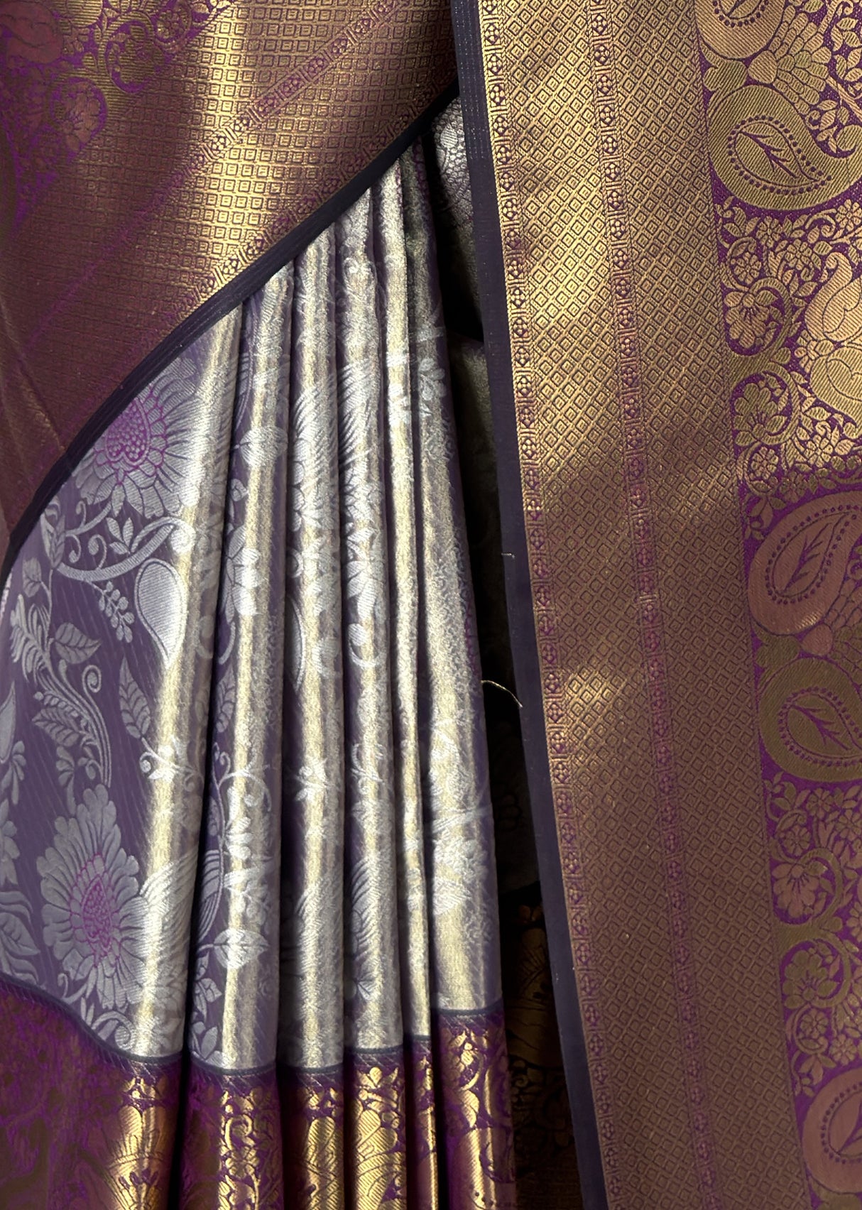MIMOSA Violet Kanjivaram Art Silk Saree — fleets shot full lifestyle