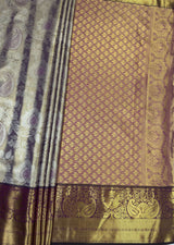 MIMOSA Violet Kanjivaram Art Silk Saree — pallu and zari work detail