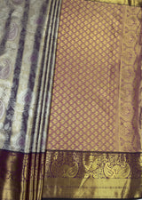 MIMOSA Violet Kanjivaram Art Silk Saree — pallu and zari work detail