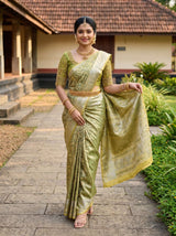 MIMOSA Gold Kanjivaram Art Silk Saree — Draped Mannequin View