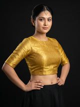 MIMOSA Gold Kanjivaram Art Silk Saree — blouse close-up