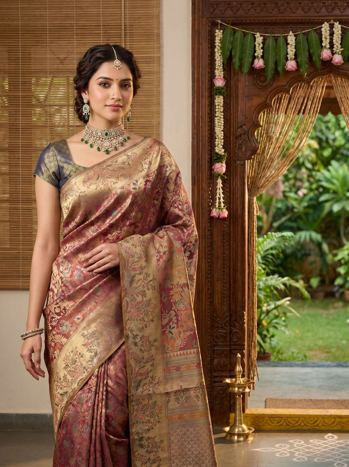 MIMOSA Gajari Kanjivaram Art Silk Saree — pose 4 styling detail