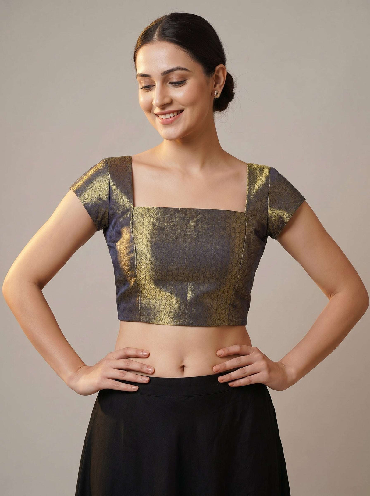 MIMOSA Gajari Kanjivaram Art Silk Saree — blouse close-up