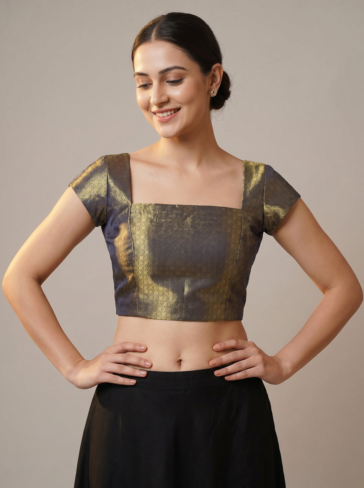 MIMOSA Gajari Kanjivaram Art Silk Saree — blouse close-up