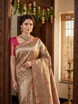 MIMOSA Green Kanjivaram Art Silk Saree — pose 10 styling detail