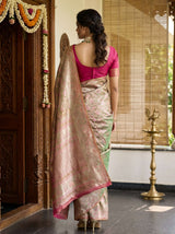 MIMOSA Green Kanjivaram Art Silk Saree — Blouse Fabric Detail