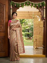 MIMOSA Green Kanjivaram Art Silk Saree — Lifestyle Pose