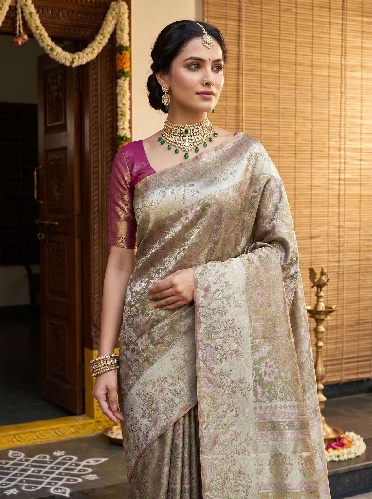 MIMOSA Magenta Kanjivaram Art Silk Saree — pose 10 styling detail
