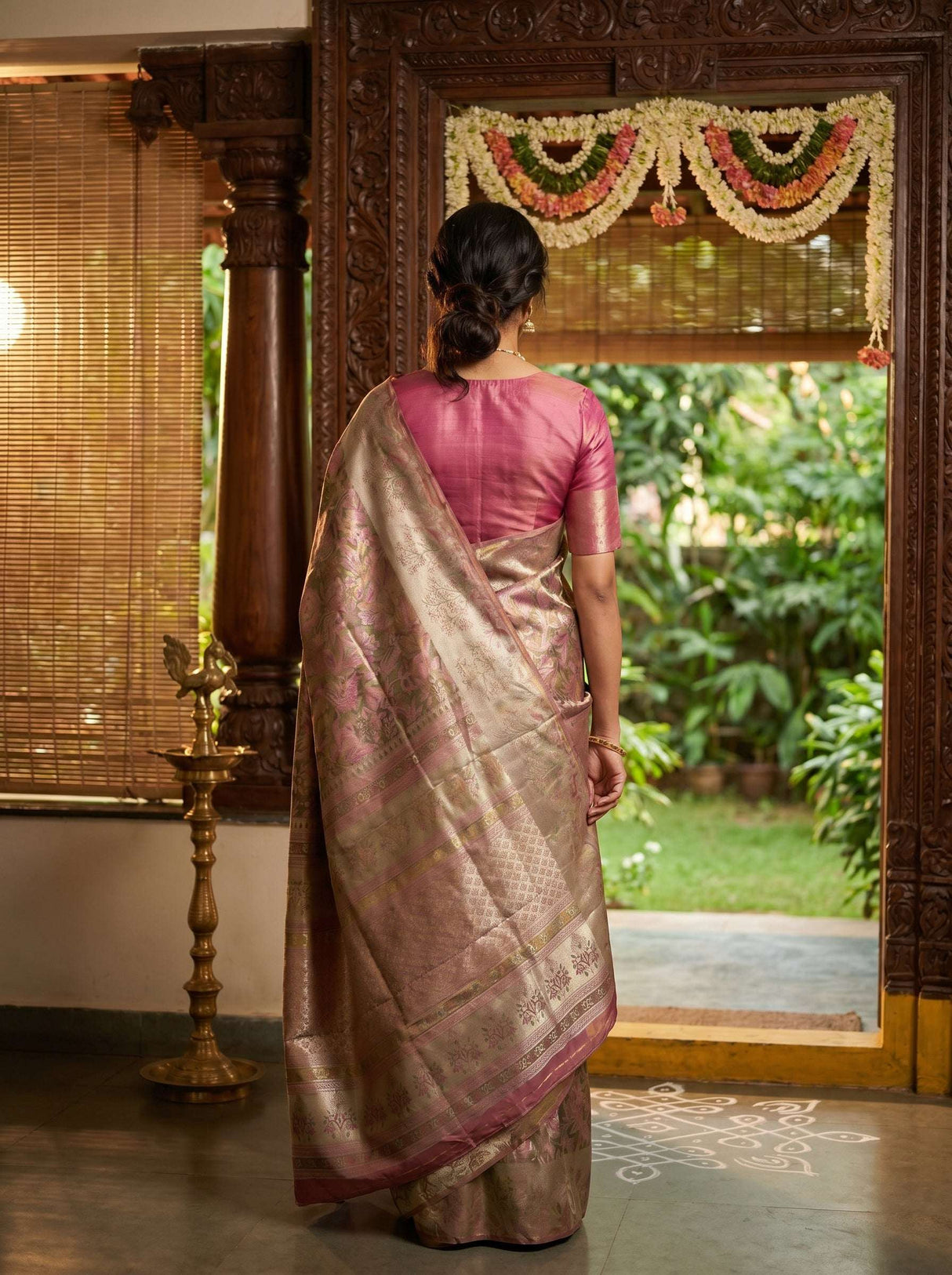 MIMOSA Magenta Kanjivaram Art Silk Saree — Blouse Fabric Detail