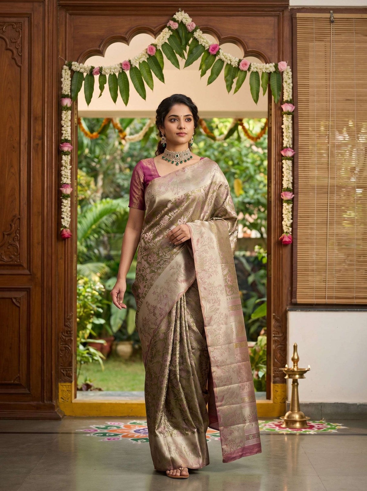MIMOSA Magenta Kanjivaram Art Silk Saree — pose 7 styling detail
