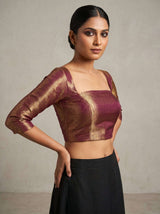 MIMOSA Magenta Kanjivaram Art Silk Saree — blouse close-up
