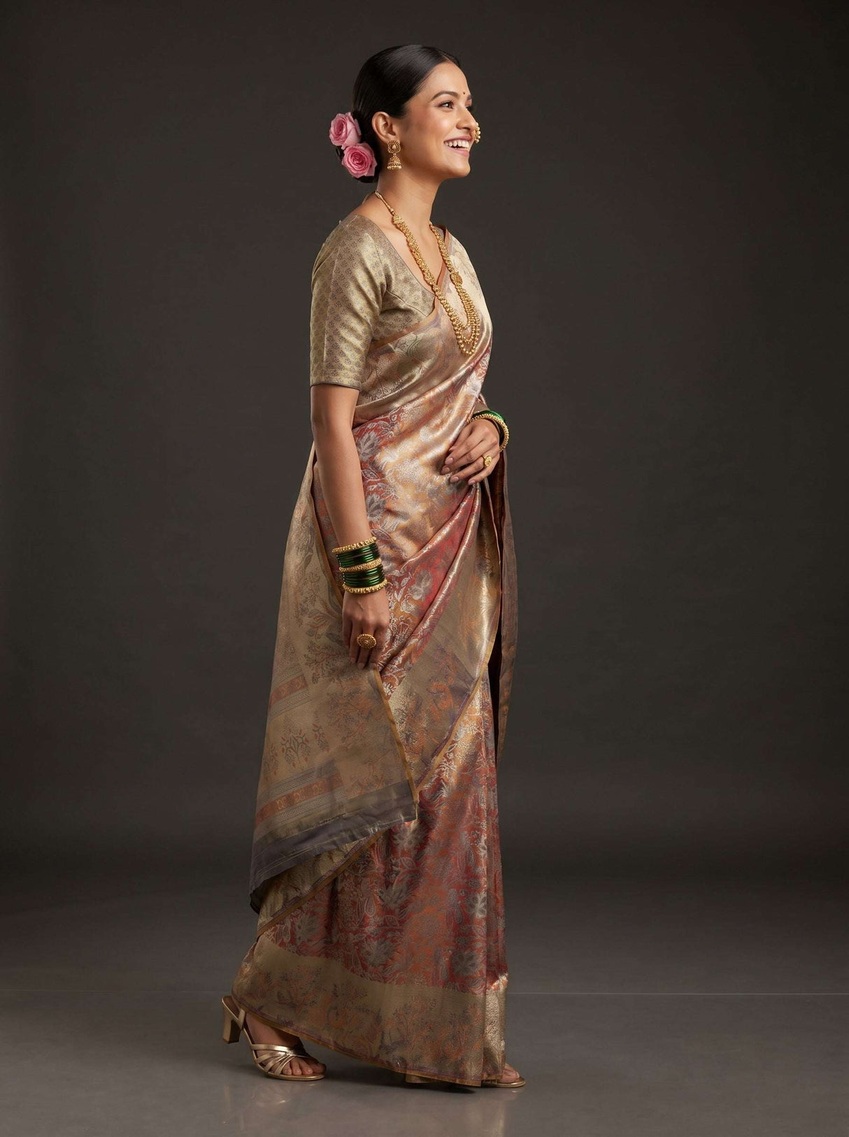 MIMOSA Maroon Kanjivaram Art Silk Saree — Lifestyle Pose