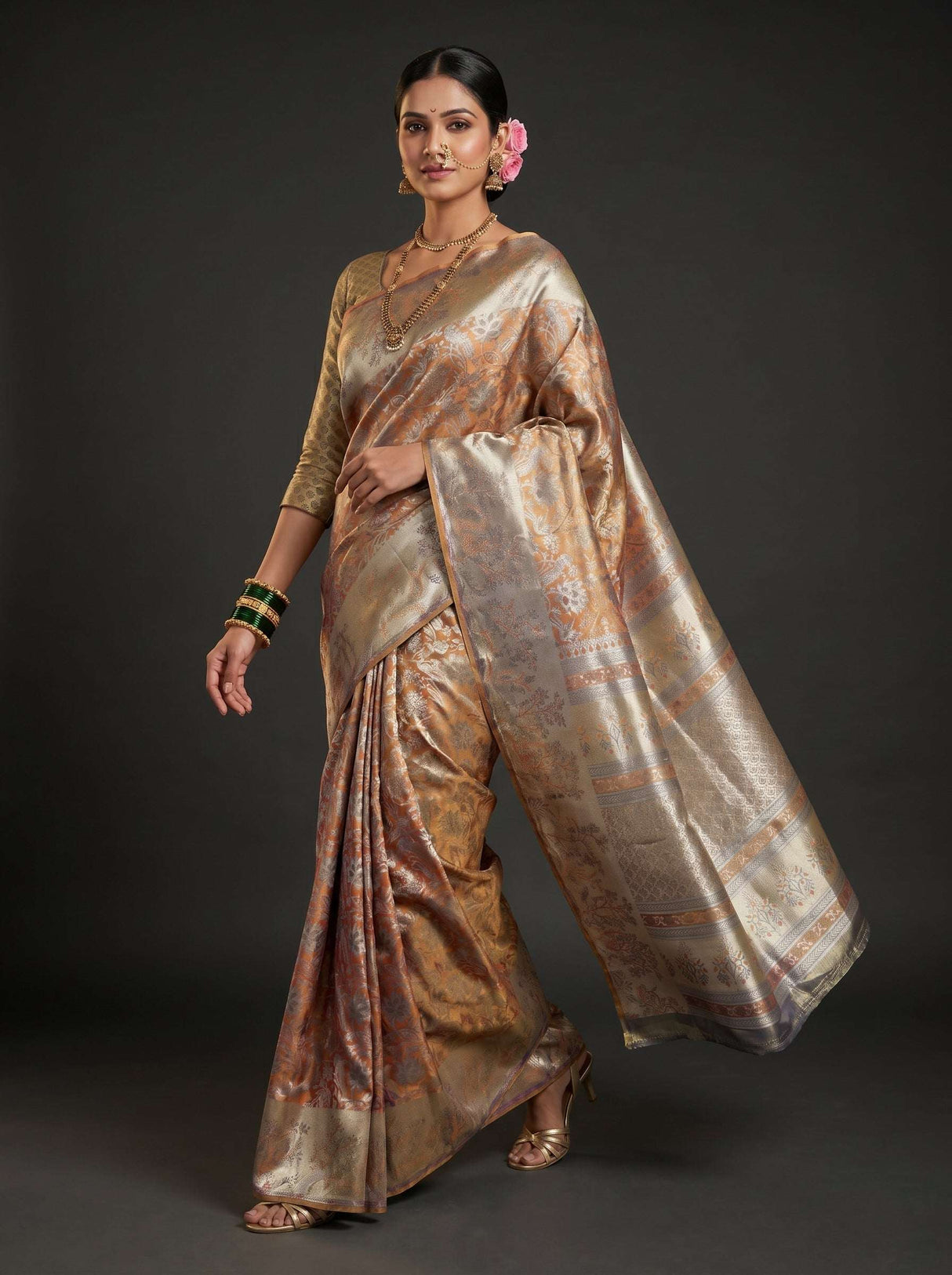MIMOSA Maroon Kanjivaram Art Silk Saree — pose 6 styling detail