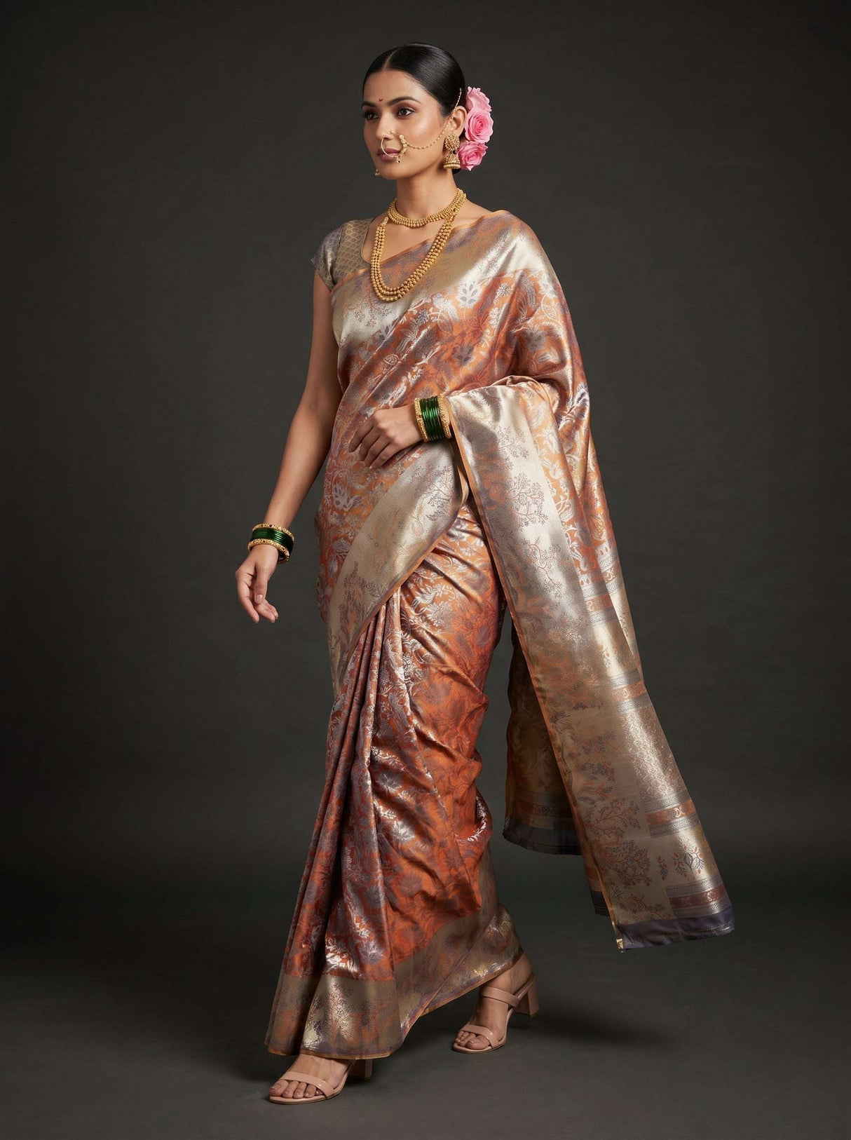 MIMOSA Maroon Kanjivaram Art Silk Saree — pose 7 styling detail