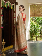 MIMOSA Olive Kanjivaram Art Silk Saree — pose 9 styling detail