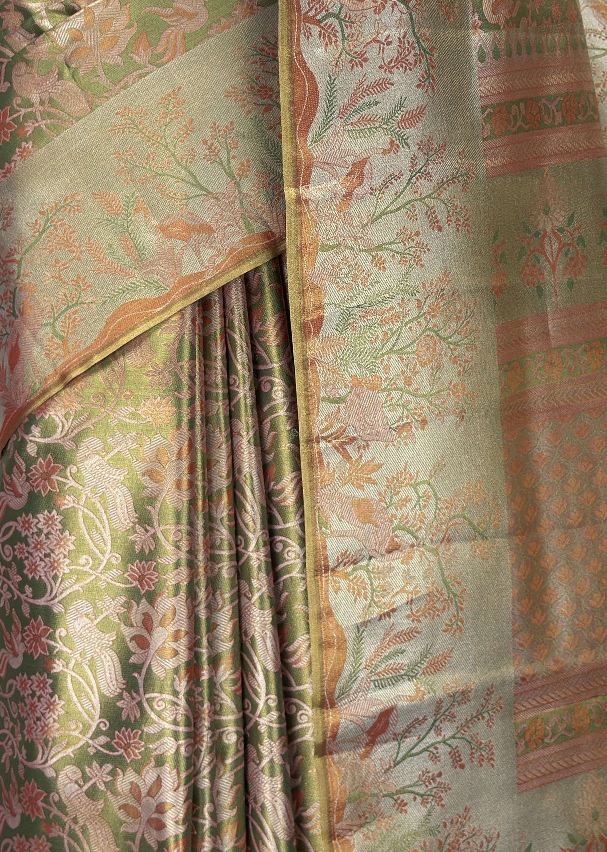MIMOSA Olive Kanjivaram Art Silk Saree — fleets shot full lifestyle