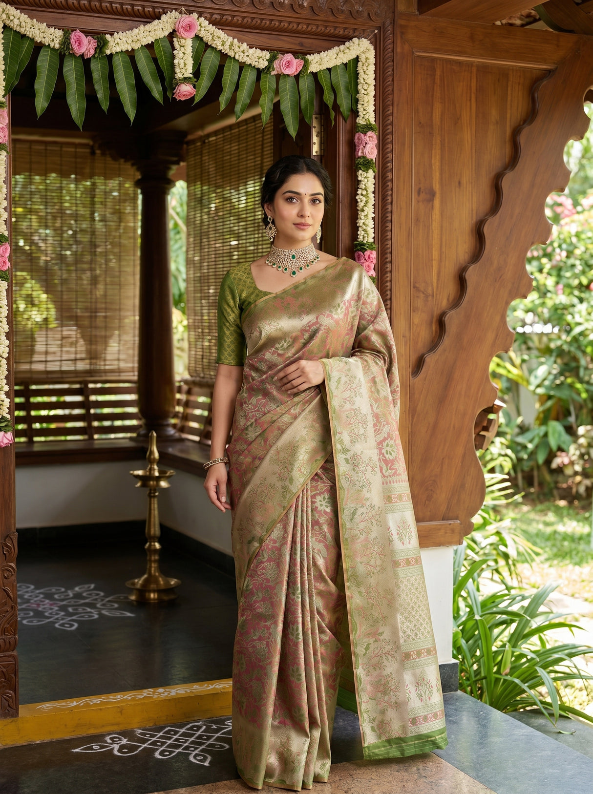 MIMOSA Rani Kanjivaram Art Silk Saree — pose 5 styling detail