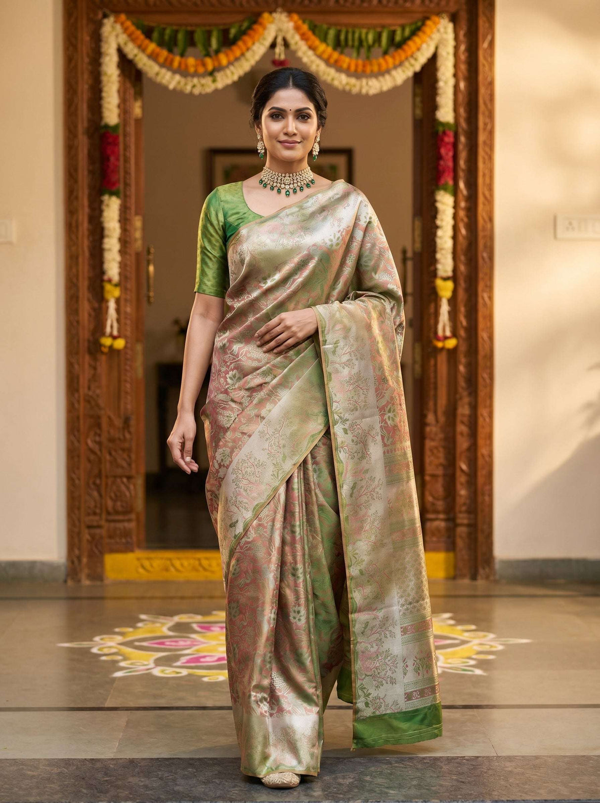 MIMOSA Rani Kanjivaram Art Silk Saree — pose 6 styling detail